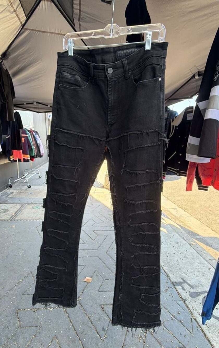 Rockstar Original RSM 205 Hake Black Flare Distressed Denim Jeans Men's Size 32